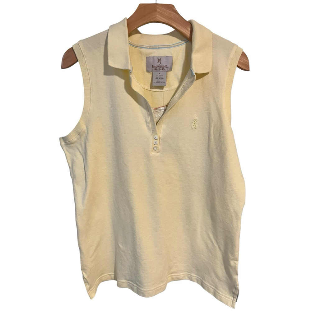 Browning Yellow V Neck Tank Top Womens XL Sleeveless